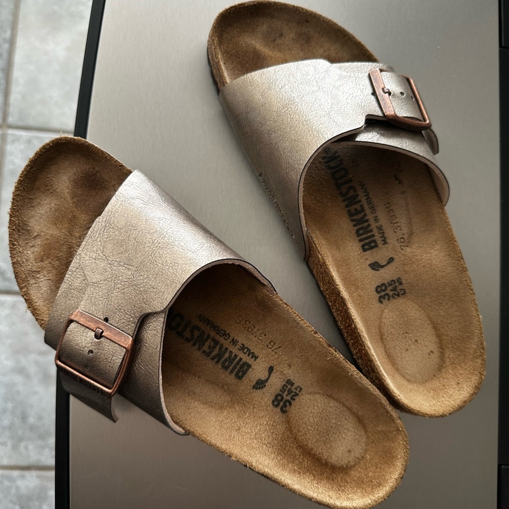 Birkenstock Bronze Slide Sandals